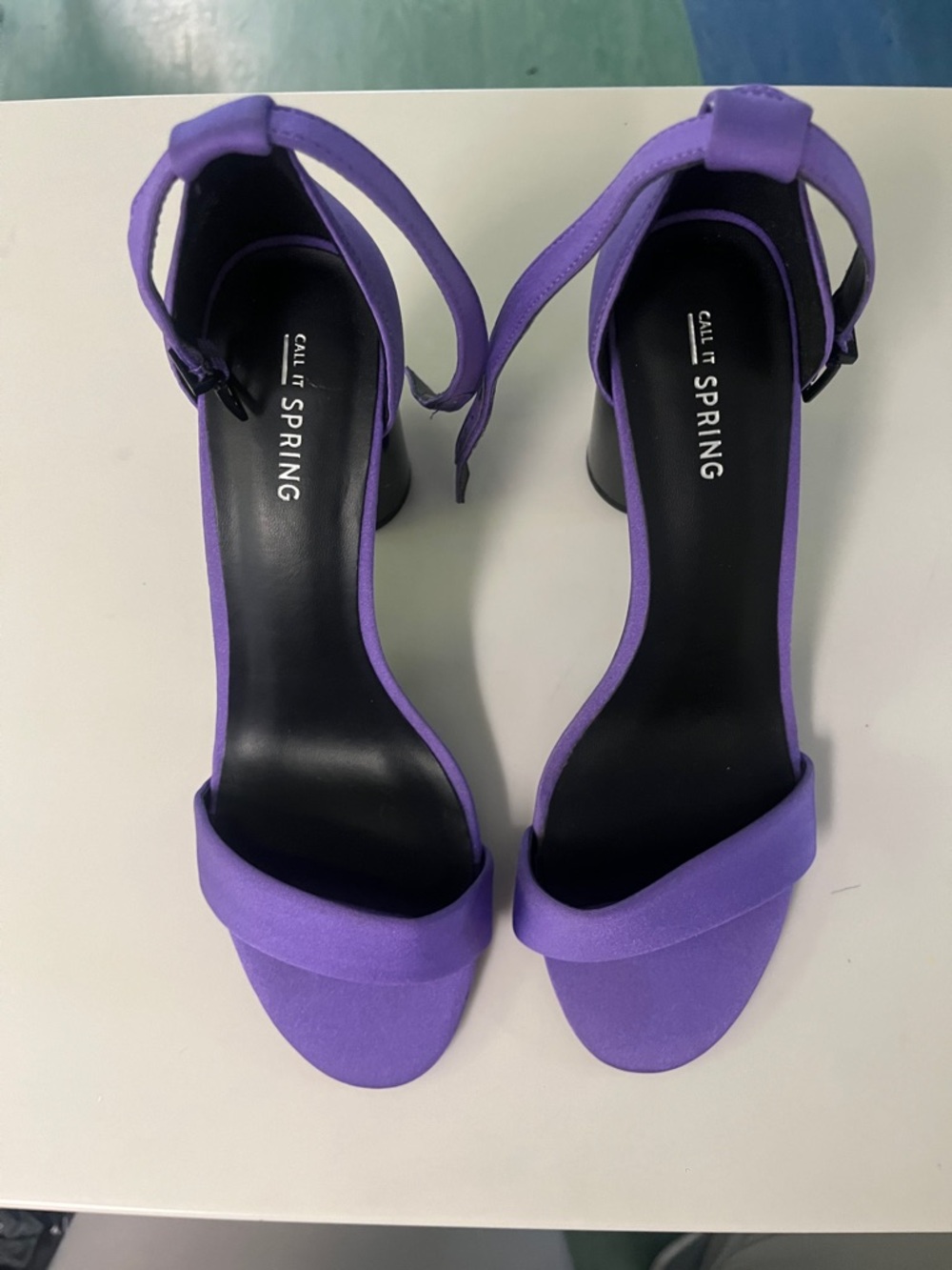 Call It Spring Lilac Ankle-Strap Block Heel Sandals